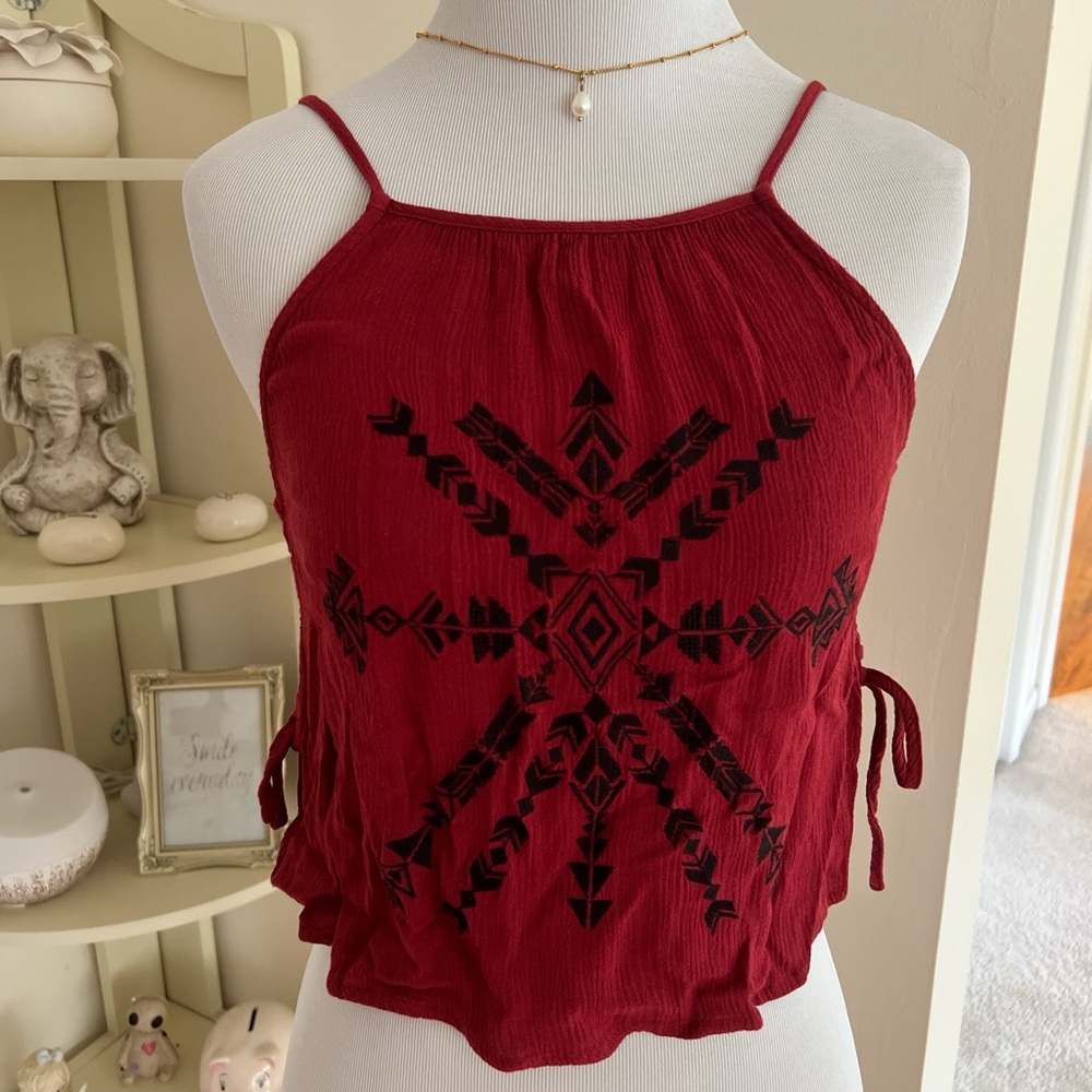 Forever 21 Red Sleeveless Camisole with Tie Front